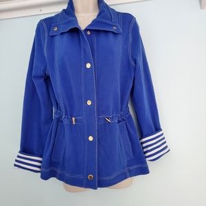 Jones New York Signature Blue Knit Jacket with Blue/White accents- Sz M